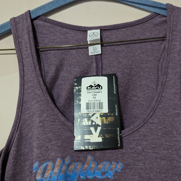 KAVU Racer back Tank in Lilac The Higher You Get Climbing Outdoors Cotton New! - Picture 3 of 7